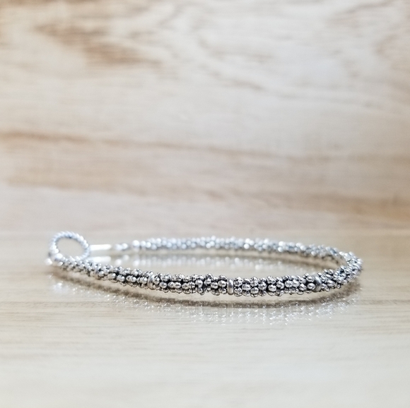 Ladies Silver Beaded Toggle Bracelet - Picture 2 of 11